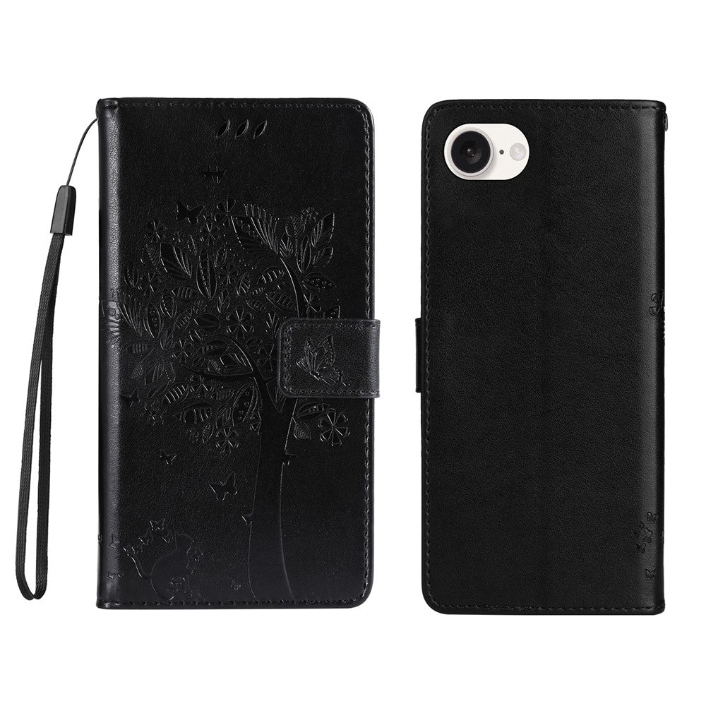 For iPhone 17th / 16th Phone Case with Stand Cat Tree Pattern Leather Wallet Mobile Cover
