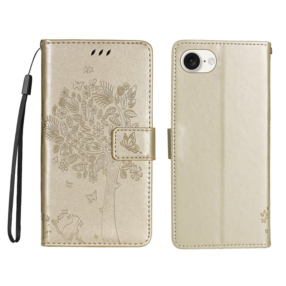For iPhone 17th / 16th Phone Case with Stand Cat Tree Pattern Leather Wallet Mobile Cover