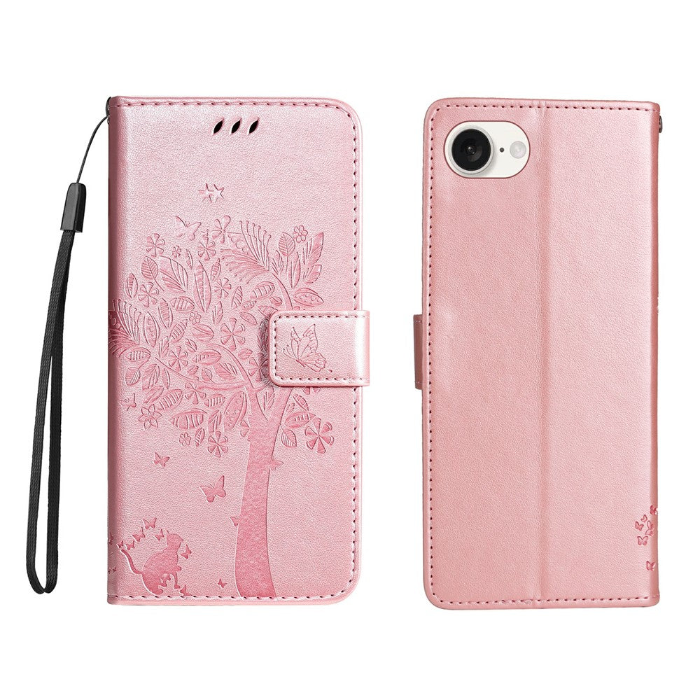 For iPhone 17th / 16th Phone Case with Stand Cat Tree Pattern Leather Wallet Mobile Cover