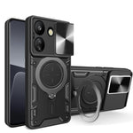 For Xiaomi Redmi 13C 4G / Poco C65 4G Case Slide Camera Lid TPU+PC Hybrid Phone Cover with Kickstand
