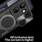 For Xiaomi Redmi 13C 4G / Poco C65 4G Case Slide Camera Lid TPU+PC Hybrid Phone Cover with Kickstand