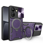 For Xiaomi Redmi 13C 4G / Poco C65 4G Case Slide Camera Lid TPU+PC Hybrid Phone Cover with Kickstand