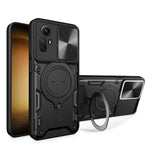 For Xiaomi Redmi Note 12S 4G Case Anti-Drop TPU+PC Phone Cover with Kickstand, Slide Lens Lid