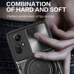 For Xiaomi Redmi Note 12S 4G Case Anti-Drop TPU+PC Phone Cover with Kickstand, Slide Lens Lid