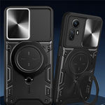 For Xiaomi Redmi Note 12S 4G Case Anti-Drop TPU+PC Phone Cover with Kickstand, Slide Lens Lid