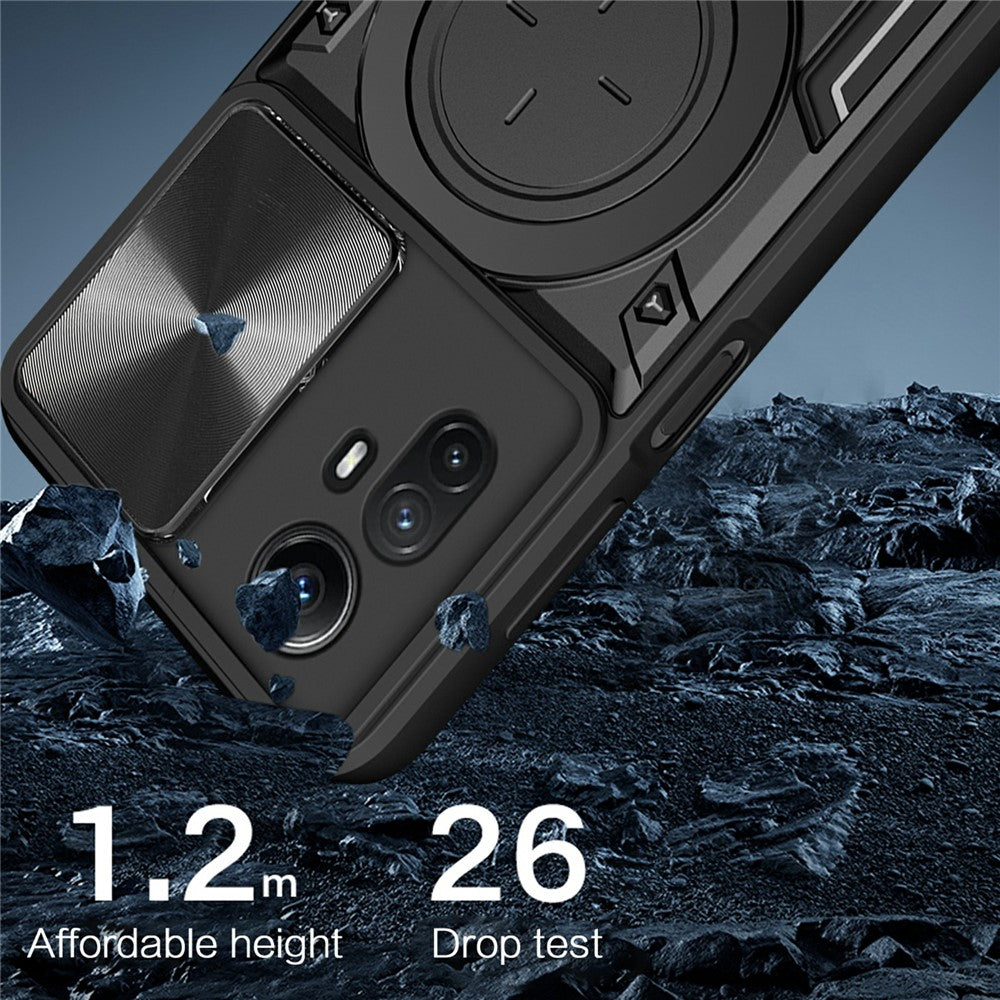 For Xiaomi Redmi Note 12S 4G Case Anti-Drop TPU+PC Phone Cover with Kickstand, Slide Lens Lid