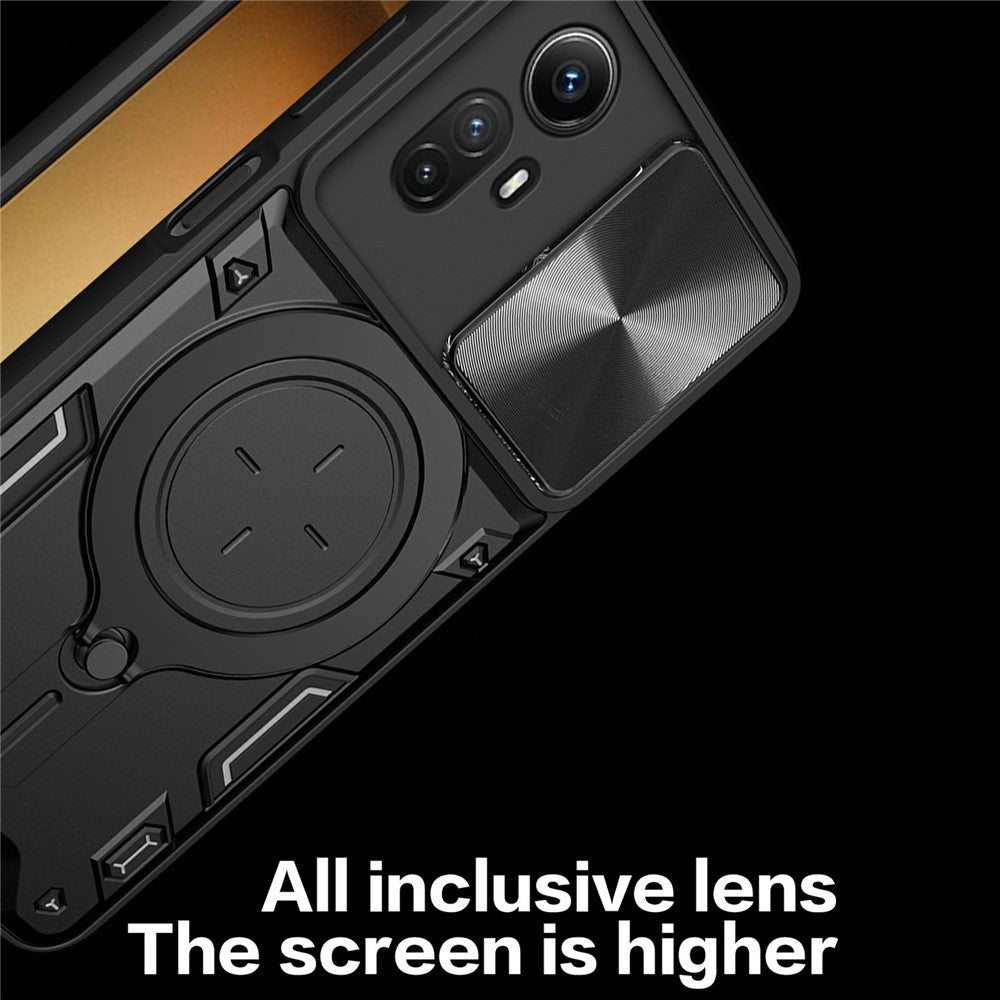 For Xiaomi Redmi Note 12S 4G Case Anti-Drop TPU+PC Phone Cover with Kickstand, Slide Lens Lid