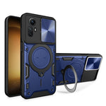 For Xiaomi Redmi Note 12S 4G Case Anti-Drop TPU+PC Phone Cover with Kickstand, Slide Lens Lid