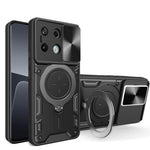 For Xiaomi Redmi Note 13 Pro 5G / Poco X6 5G Case Kickstand TPU+PC Phone Cover with Slide Lens Lid
