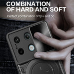 For Xiaomi Redmi Note 13 Pro 5G / Poco X6 5G Case Kickstand TPU+PC Phone Cover with Slide Lens Lid