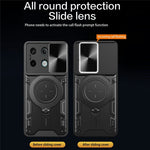 For Xiaomi Redmi Note 13 Pro 5G / Poco X6 5G Case Kickstand TPU+PC Phone Cover with Slide Lens Lid