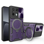 For Xiaomi Redmi Note 13 Pro 5G / Poco X6 5G Case Kickstand TPU+PC Phone Cover with Slide Lens Lid