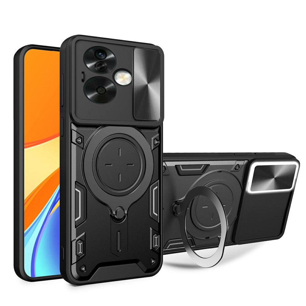 For Oppo A79 5G / A2 5G Case Sliding Camshield TPU+PC Shockproof Phone Cover with Kickstand