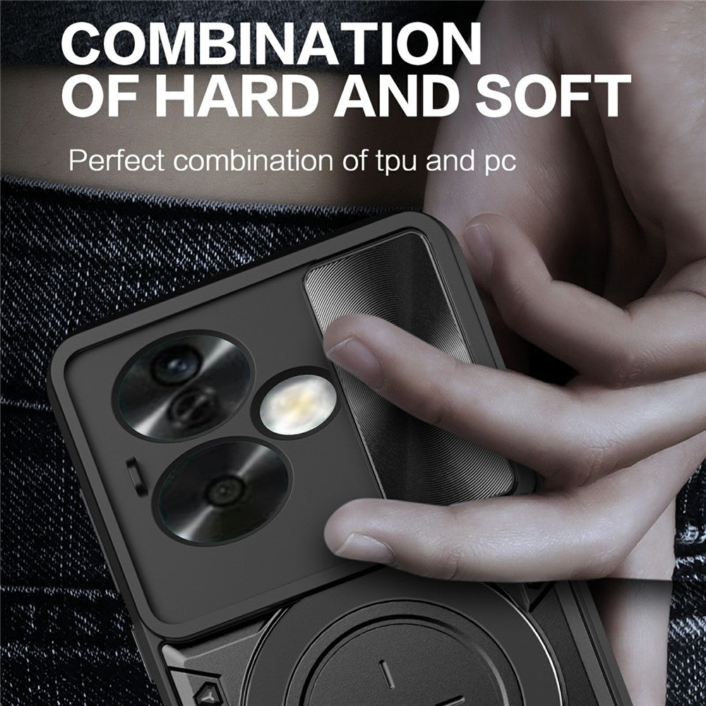 For Oppo A79 5G / A2 5G Case Sliding Camshield TPU+PC Shockproof Phone Cover with Kickstand