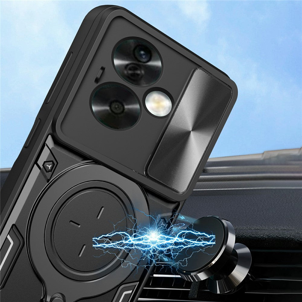For Oppo A79 5G / A2 5G Case Sliding Camshield TPU+PC Shockproof Phone Cover with Kickstand