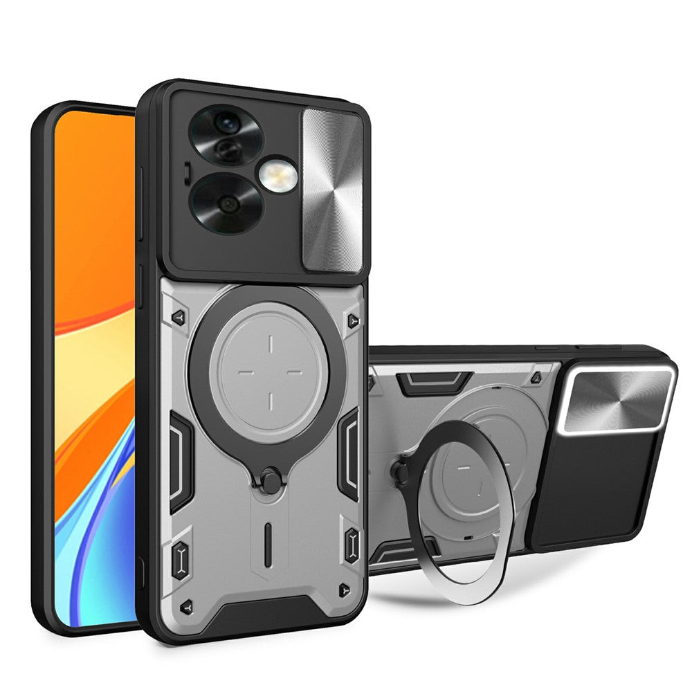 For Oppo A79 5G / A2 5G Case Sliding Camshield TPU+PC Shockproof Phone Cover with Kickstand