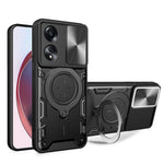 For Oppo A58 4G Case Sliding Camshield Kickstand TPU+PC Impact-Resistant Phone Cover