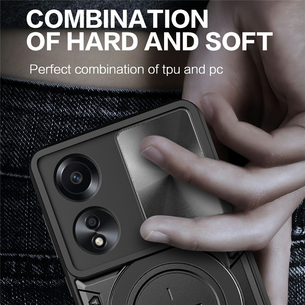 For Oppo A58 4G Case Sliding Camshield Kickstand TPU+PC Impact-Resistant Phone Cover
