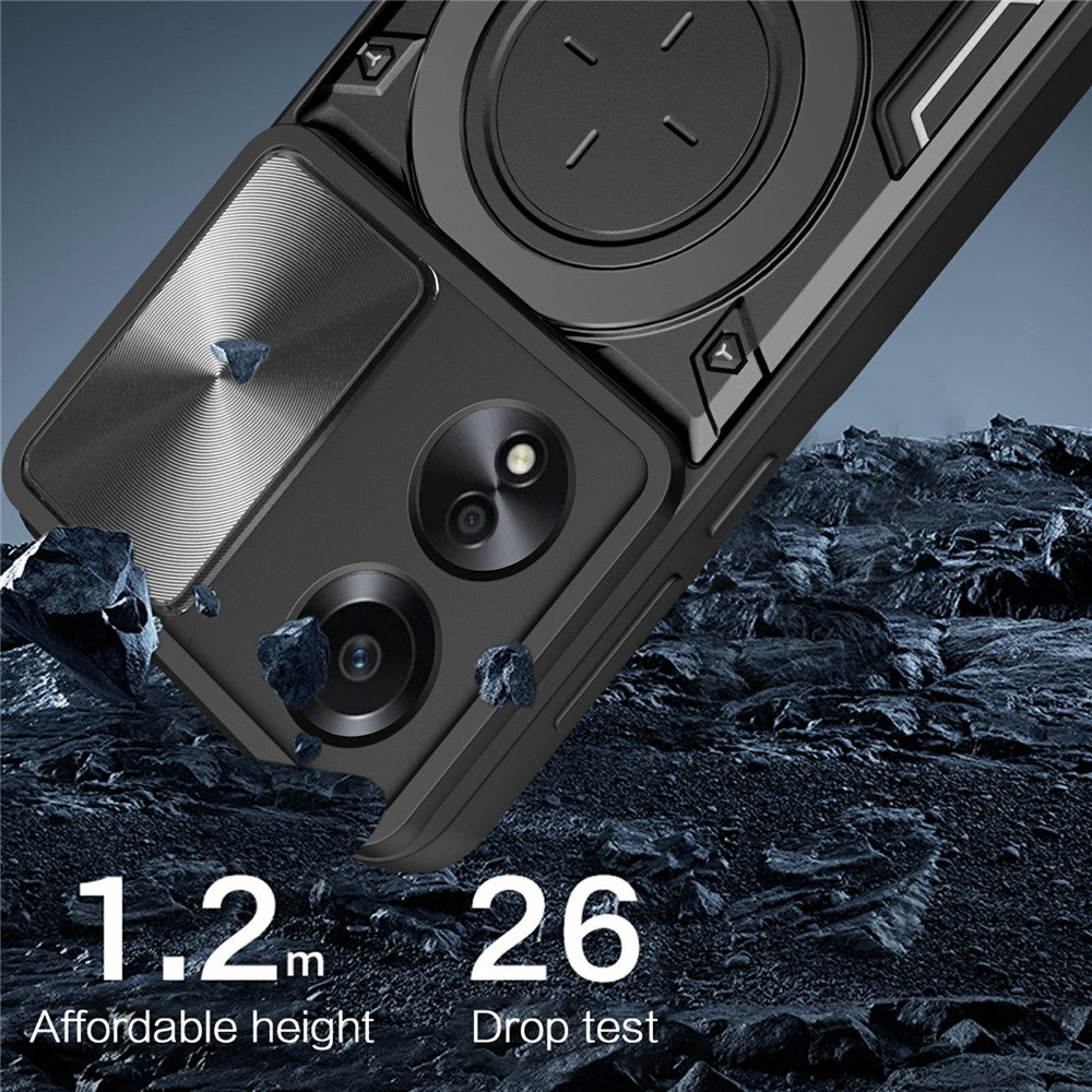 For Oppo A58 4G Case Sliding Camshield Kickstand TPU+PC Impact-Resistant Phone Cover