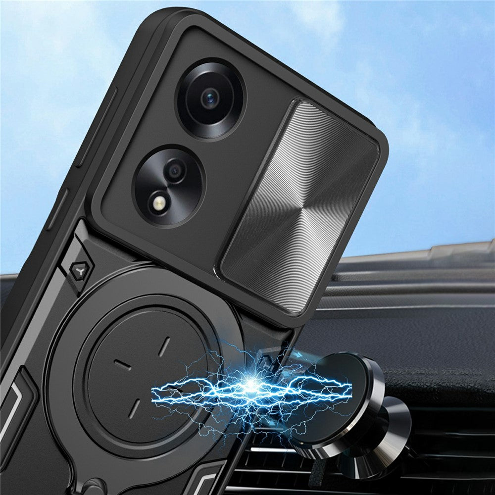 For Oppo A58 4G Case Sliding Camshield Kickstand TPU+PC Impact-Resistant Phone Cover