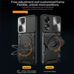 For Oppo A58 4G Case Sliding Camshield Kickstand TPU+PC Impact-Resistant Phone Cover