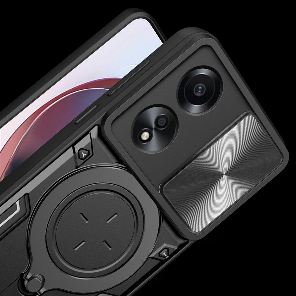 For Oppo A58 4G Case Sliding Camshield Kickstand TPU+PC Impact-Resistant Phone Cover