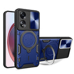For Oppo A58 4G Case Sliding Camshield Kickstand TPU+PC Impact-Resistant Phone Cover