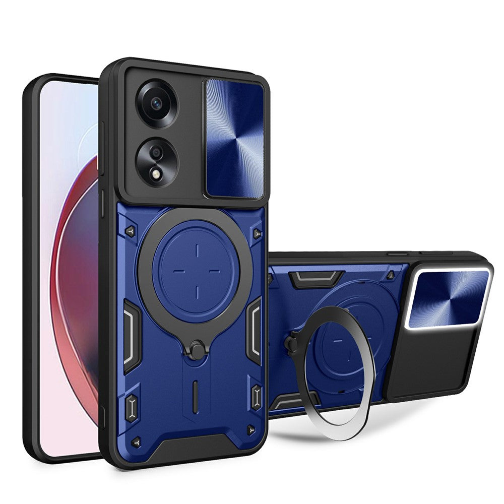 For Oppo A58 4G Case Sliding Camshield Kickstand TPU+PC Impact-Resistant Phone Cover