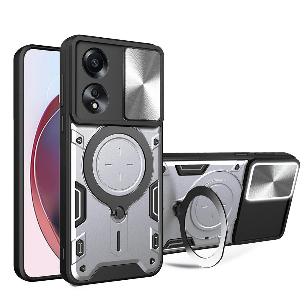 For Oppo A58 4G Case Sliding Camshield Kickstand TPU+PC Impact-Resistant Phone Cover