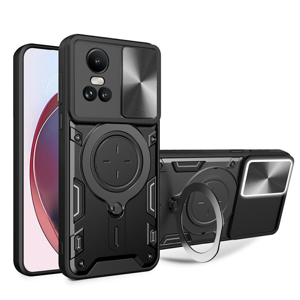 For Oppo Reno10 5G (Global) / Reno10 Pro 5G (Global) Case TPU+PC Phone Cases with Kickstand, Slide Lens Window