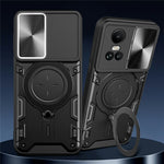 For Oppo Reno10 5G (Global) / Reno10 Pro 5G (Global) Case TPU+PC Phone Cases with Kickstand, Slide Lens Window