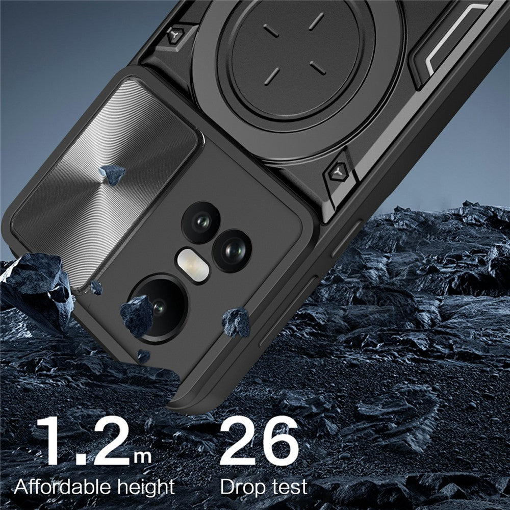 For Oppo Reno10 5G (Global) / Reno10 Pro 5G (Global) Case TPU+PC Phone Cases with Kickstand, Slide Lens Window