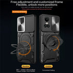 For Oppo Reno10 5G (Global) / Reno10 Pro 5G (Global) Case TPU+PC Phone Cases with Kickstand, Slide Lens Window