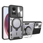 For Oppo Reno10 5G (Global) / Reno10 Pro 5G (Global) Case TPU+PC Phone Cases with Kickstand, Slide Lens Window