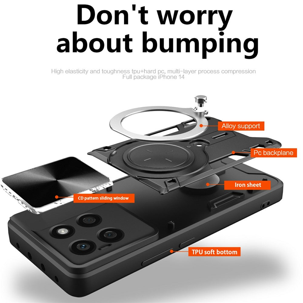 For Honor X8b 4G Cover TPU+PC Ring Kickstand Telefoncover Understøtter Magnetisk Bilholder