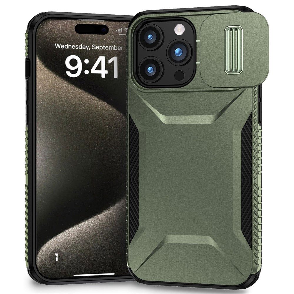 Til iPhone 15 Pro Cover TPU+PC Anti-skrid Telefoncover Skydelinse Faldsbeskyttelse