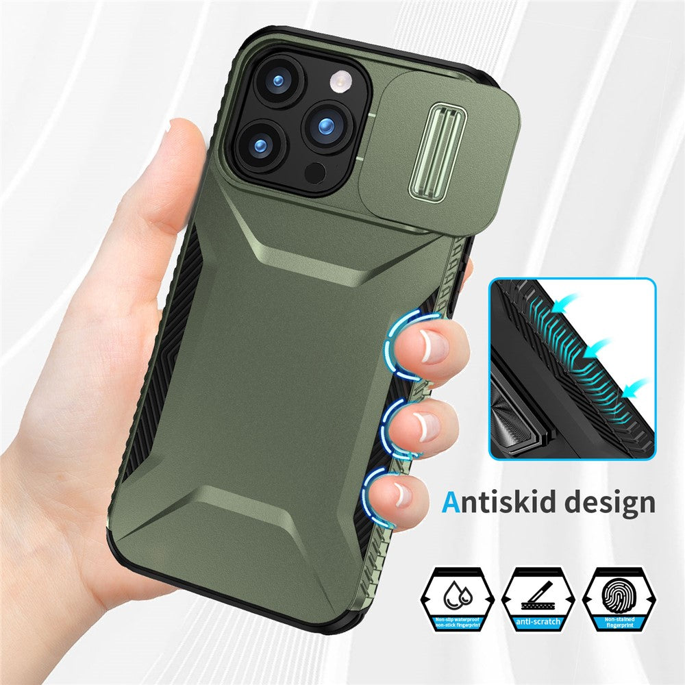 Til iPhone 15 Pro Cover TPU+PC Anti-skrid Telefoncover Skydelinse Faldsbeskyttelse