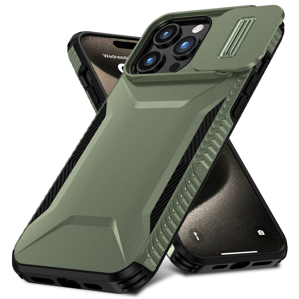 Til iPhone 15 Pro Cover TPU+PC Anti-skrid Telefoncover Skydelinse Faldsbeskyttelse