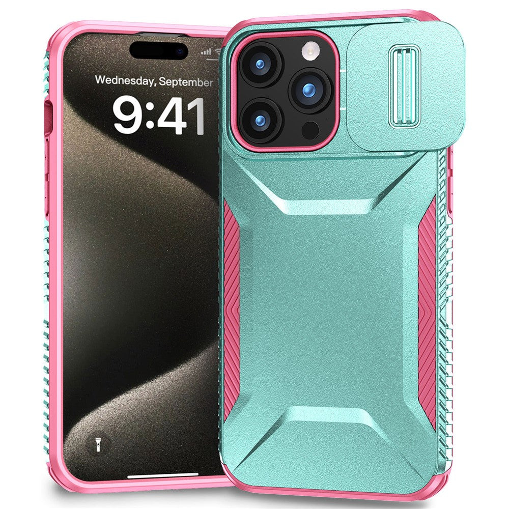 Til iPhone 15 Pro Cover TPU+PC Anti-skrid Telefoncover Skydelinse Faldsbeskyttelse