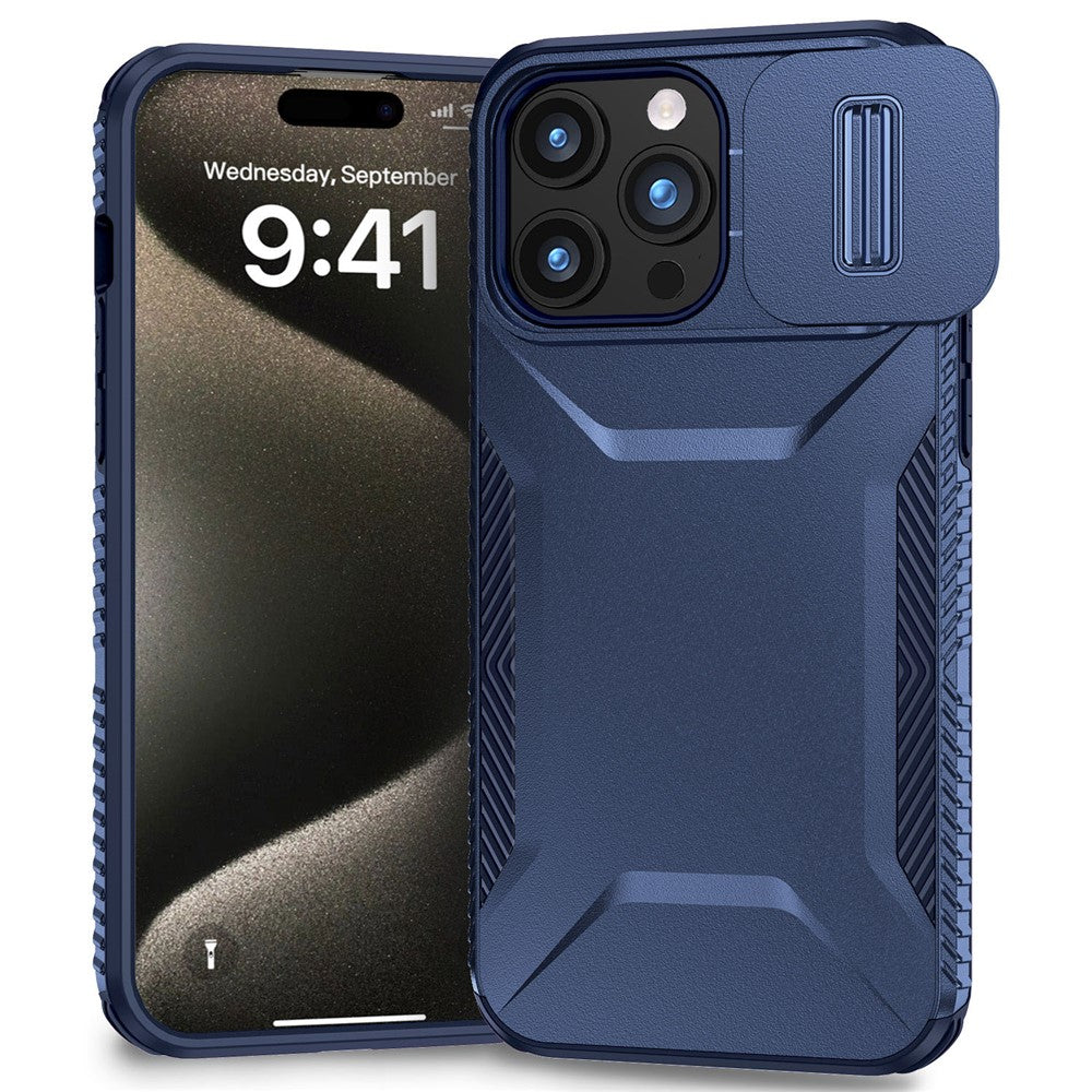 Til iPhone 15 Pro Cover TPU+PC Anti-skrid Telefoncover Skydelinse Faldsbeskyttelse