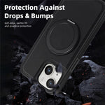 For iPhone 14 Plus Case with Ring Kickstand Compatible with MagSafe PU Leather Back Cover