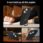 For iPhone 14 Plus Case with Ring Kickstand Compatible with MagSafe PU Leather Back Cover