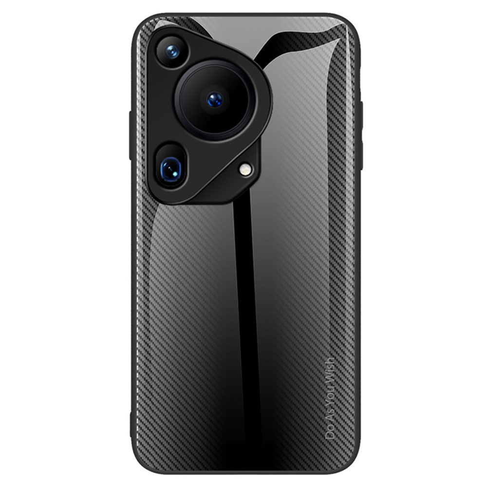 Huawei Pura 70 Ultra-skal i härdat glas + TPU-fodral i kolfiberstruktur