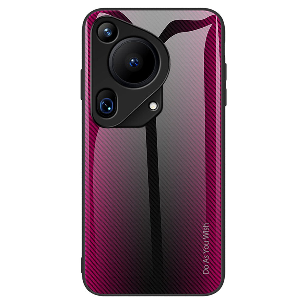 Huawei Pura 70 Ultra-skal i härdat glas + TPU-fodral i kolfiberstruktur