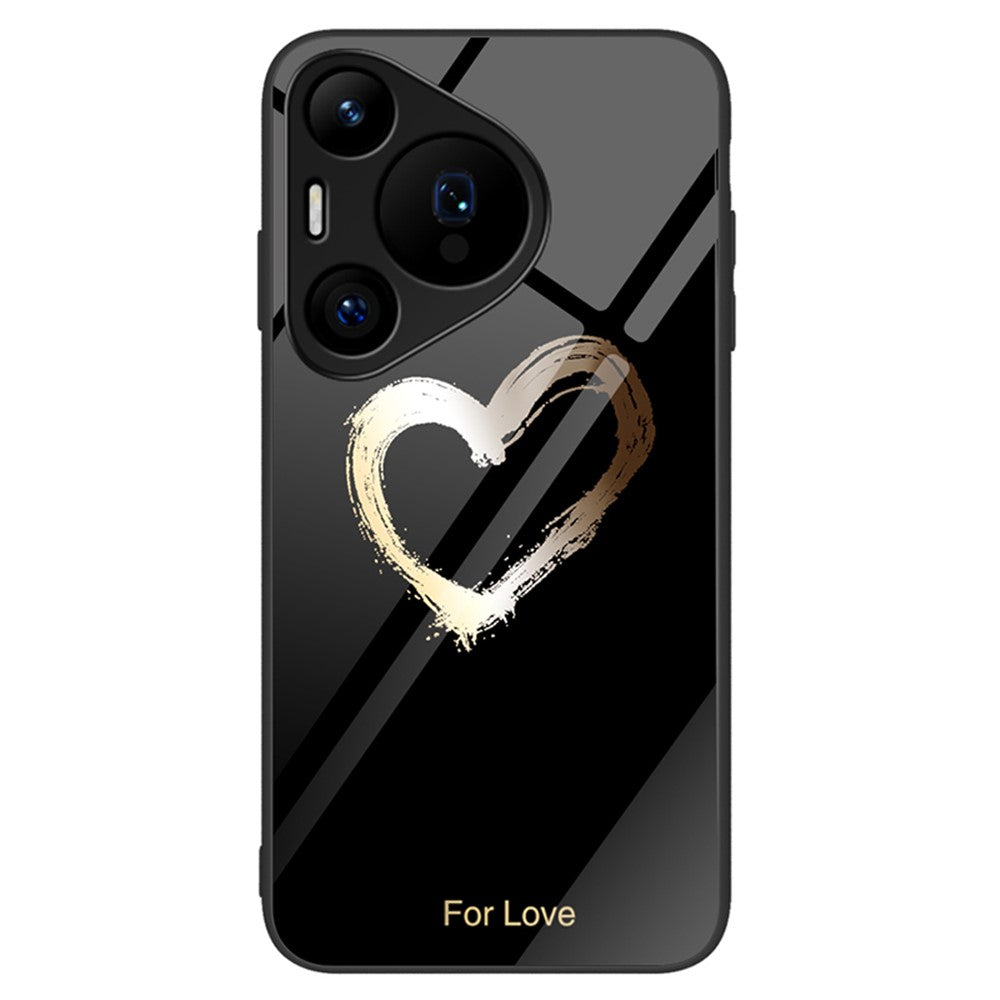 For Huawei Pura 70 Pro / Pura 70 Pro+ Case Pattern Design Tempered Glass Phone Cover