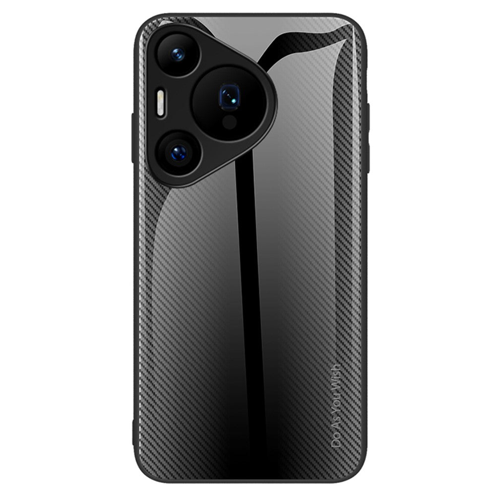 For Huawei Pura 70 Pro / 70 Pro+ Case Carbon Fiber Texture Tempered Glass+TPU Phone Cover