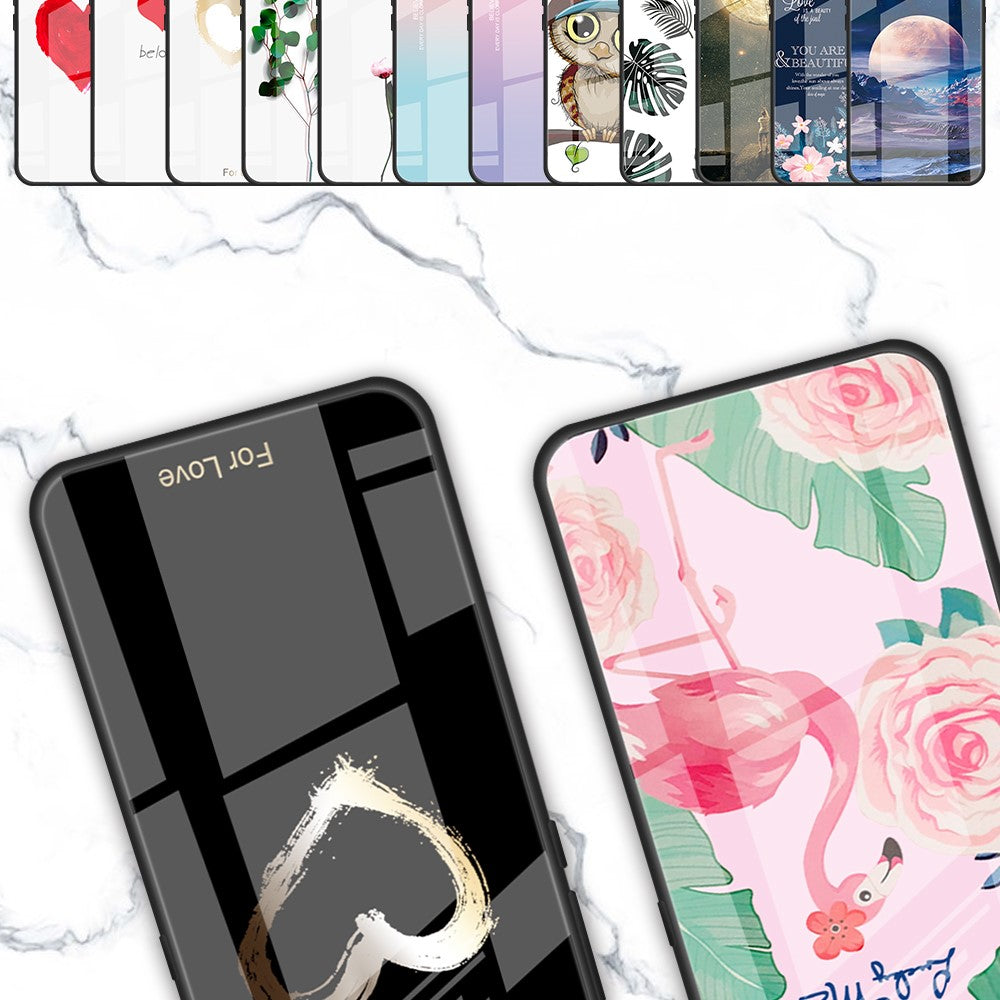 For Huawei Pura 70 Case Tempered Glass +PC+TPU Pattern Printing Mobile Phone Cover