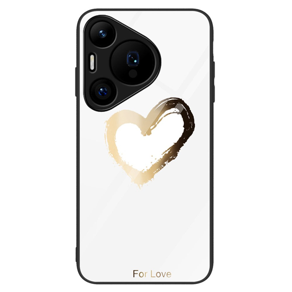 For Huawei Pura 70 Case Tempered Glass +PC+TPU Pattern Printing Mobile Phone Cover