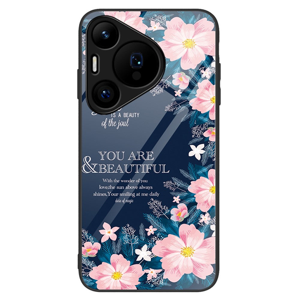 For Huawei Pura 70 Case Tempered Glass +PC+TPU Pattern Printing Mobile Phone Cover
