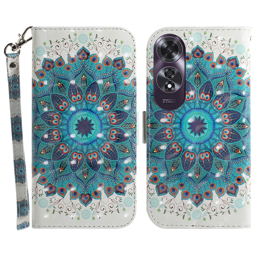 For Oppo A60 4G Case Pattern Printing Leather Wallet Phone Shell with Strap